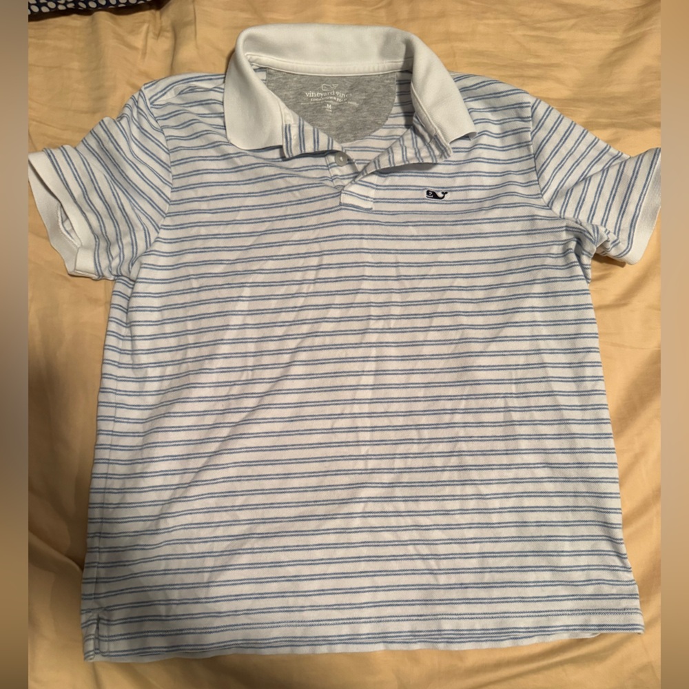 Vineyard Vines Edgartown Classic Striped Polo Shirt - Light Blue & White